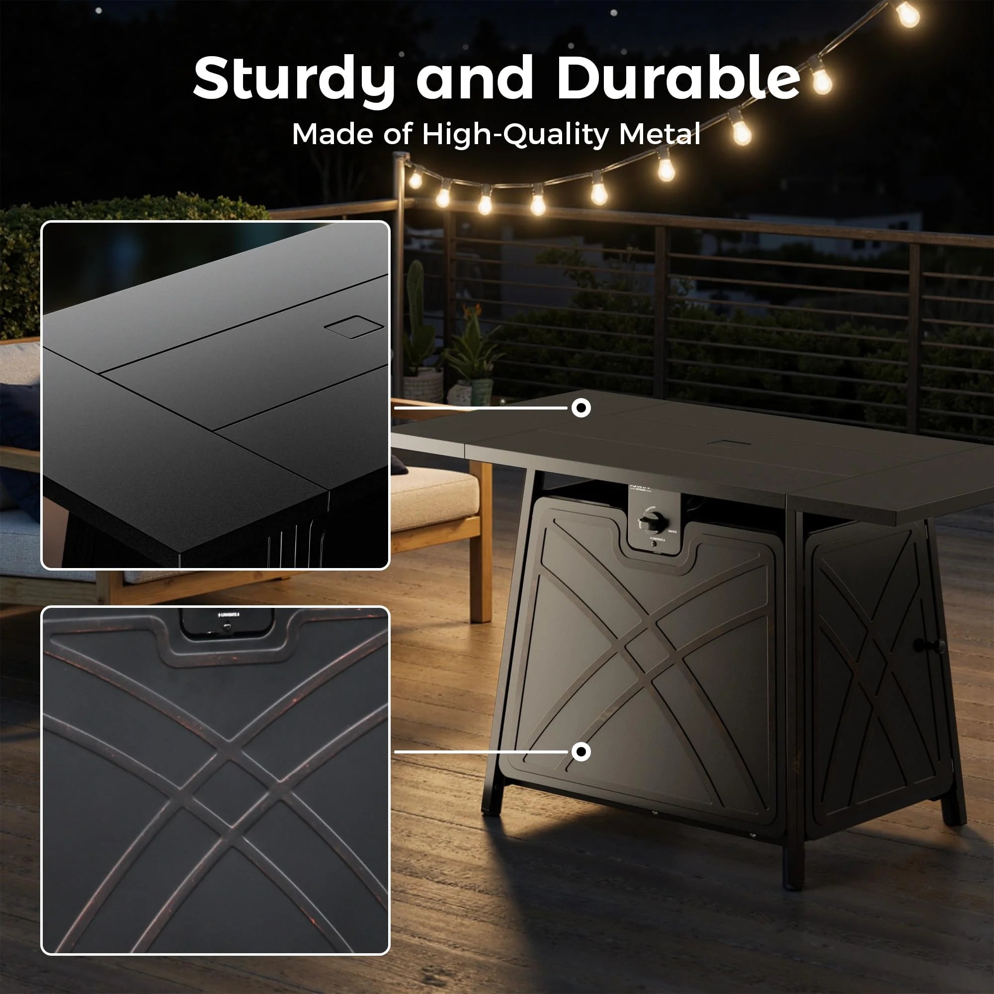 42'' Propane Fire Pit Table Large Outdoor Firepit Table for Patio, outside Black