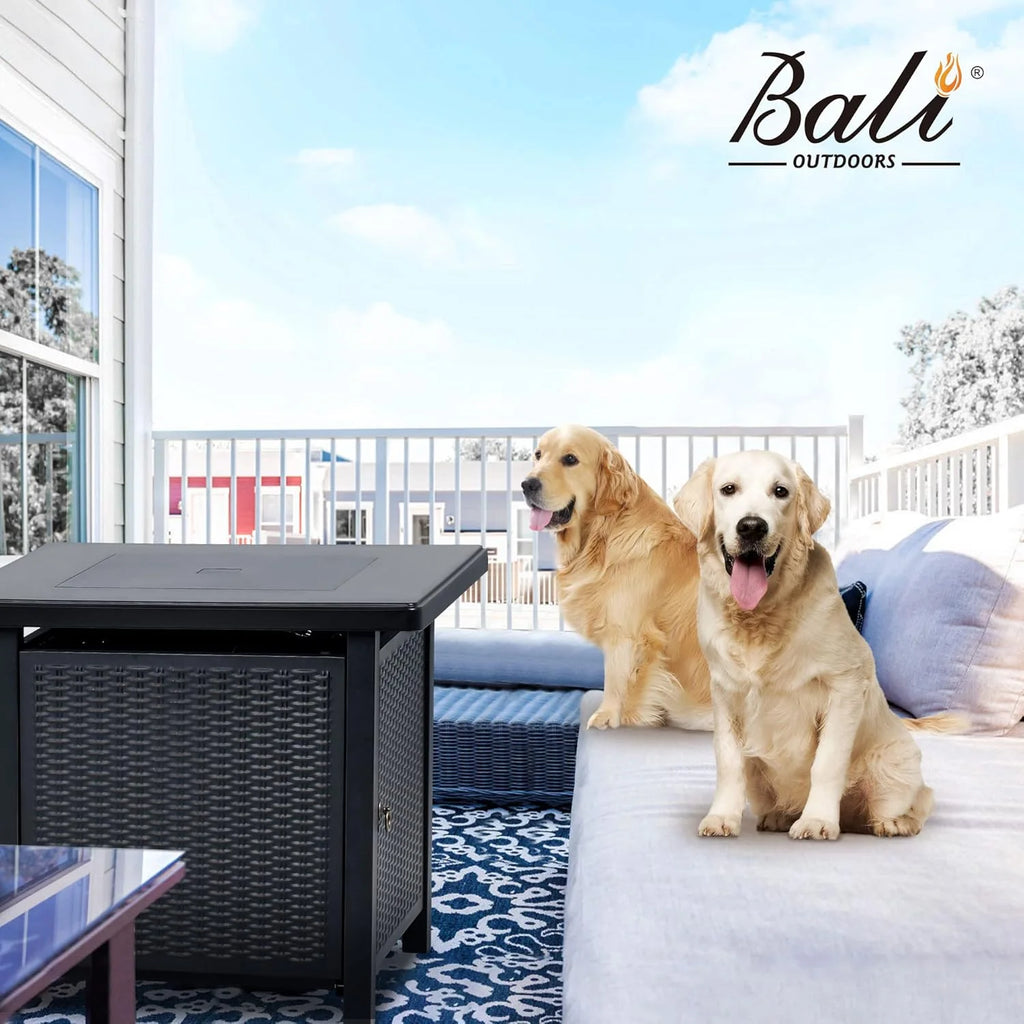 Propane Gas Fire Pit Table with Lid for outside Backyard, Patio 50000 BTU 28 Inch