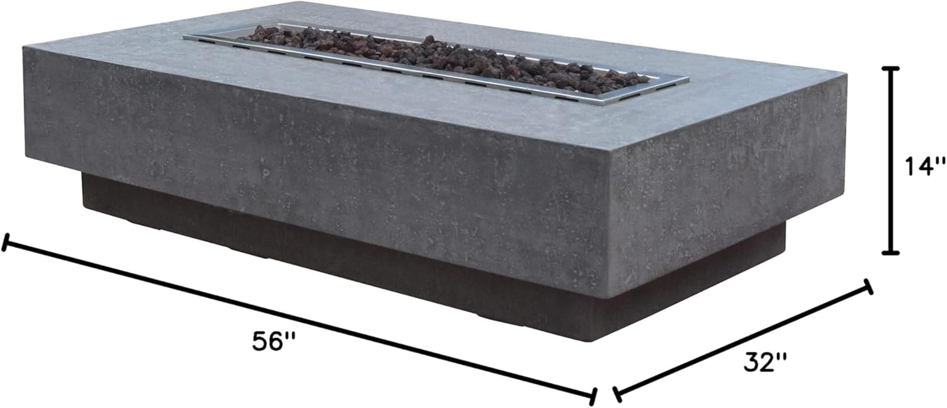 Hampton Concrete Fire Pit 56" X 32" Outdoor Patio Firepit Includes Lava Rocks Modern Fire Pits & Outdoor Fireplaces for Garden, Deck, Indoor & Outdoor Heating