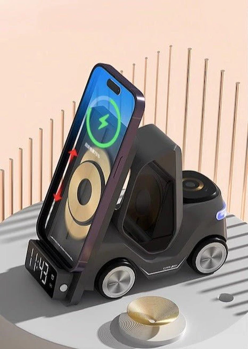 4 in 1 Forklift Fast Wireless Charging Station Dock for Iphone, Airpods & Apple Watch