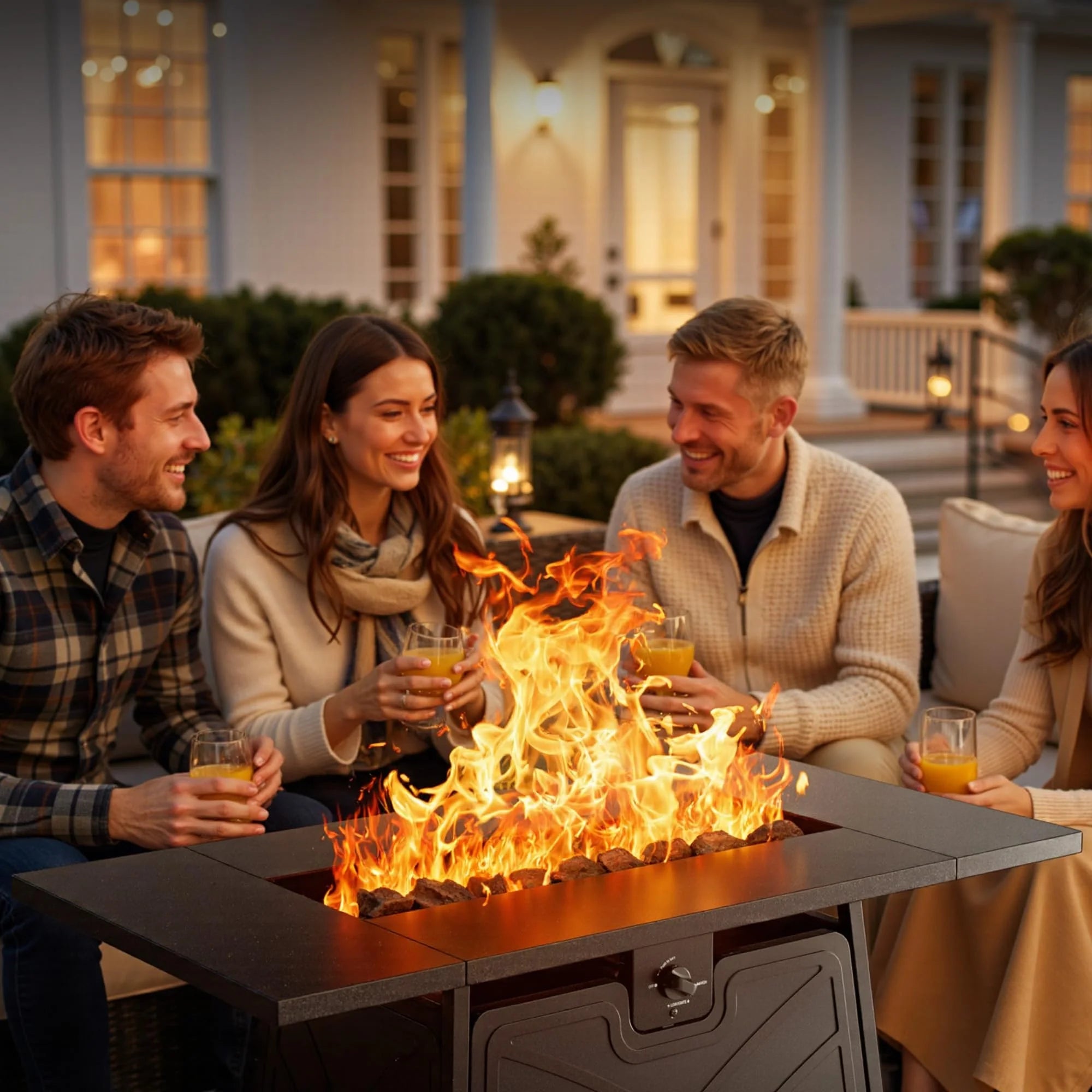 42'' Propane Fire Pit Table Large Outdoor Firepit Table for Patio, outside Black