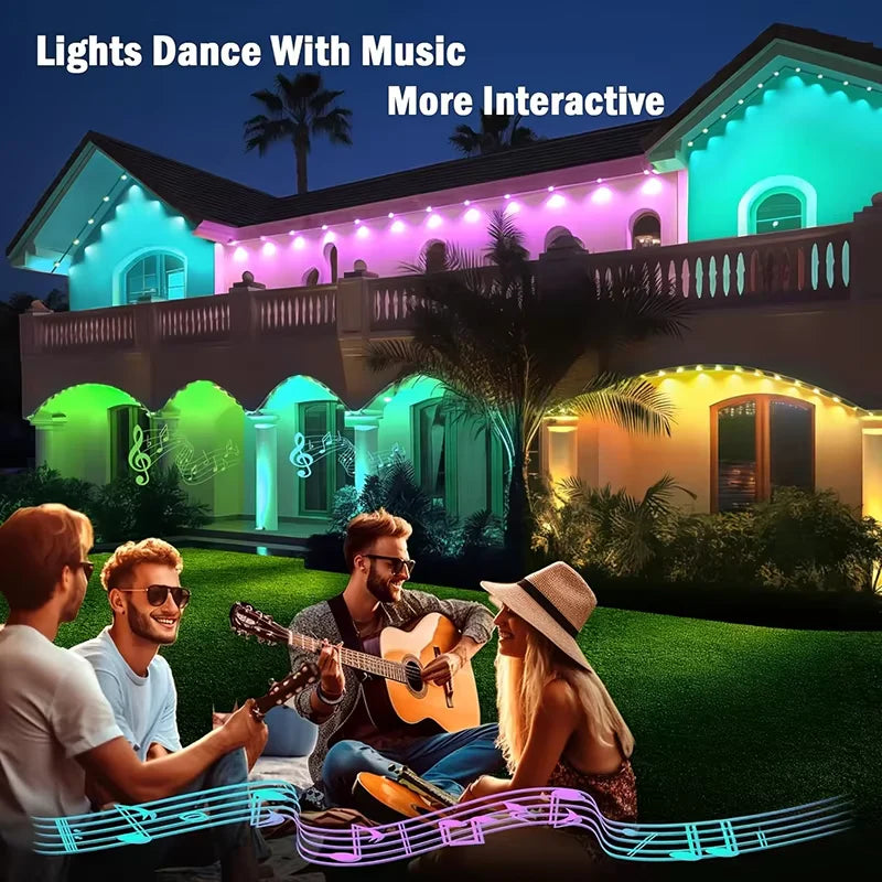 45M RGB LED Outdoor String Lights with APP Control and Scene Modes for Parties and Weddings